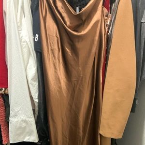 Brown Satin maxi dress
